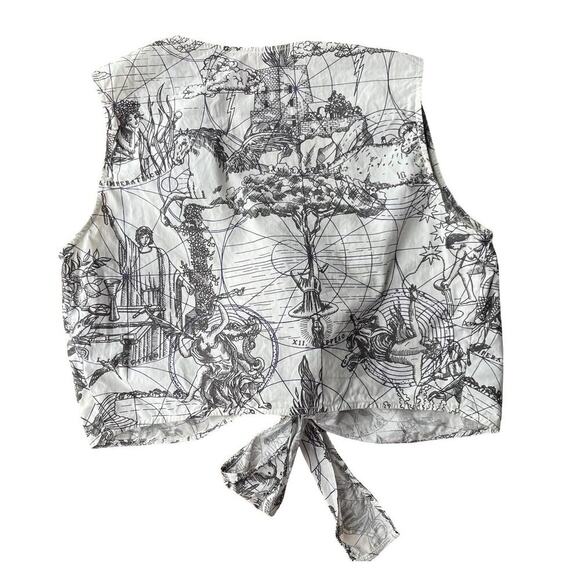 Le Sirenuse Positano Nautical Map Print Wrap Tie Front Cotton Top - Size 38 - Picture 3 of 13